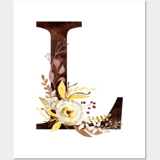 Floral Monogram L Lovely Autumn Foliage Posters and Art